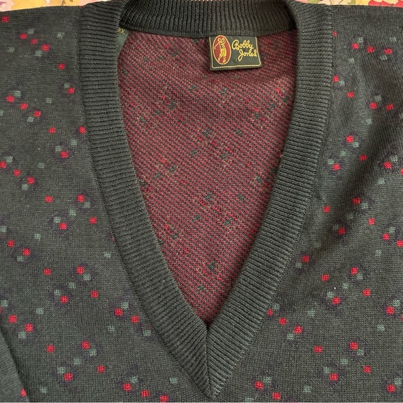 Vintage Bobby Jones Men's Sweater Size Medium Italy 100% Wool V Neck - Beautiful - Picture 3 of 9
